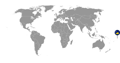 Fototapeta na wymiar Pin map with Tokelau flag on world map. Vector illustration.