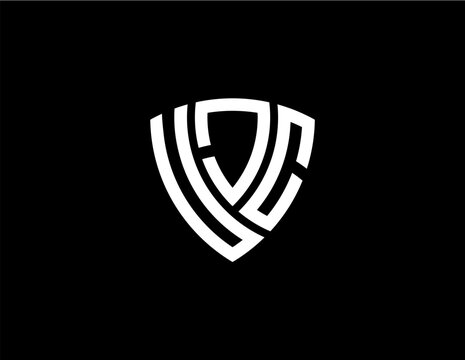 UJC creative letter shield logo design vector icon illustration