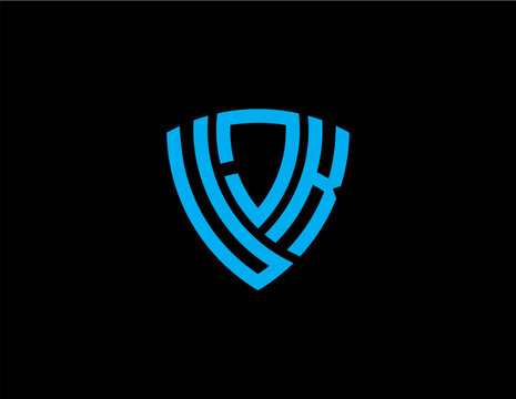 UJK creative letter shield logo design vector icon illustration