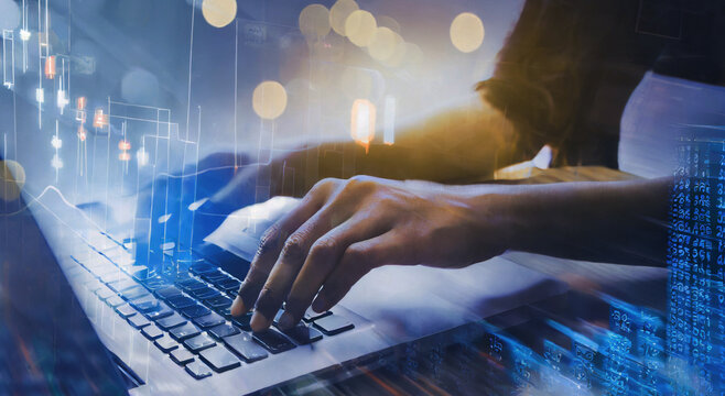 person typing on keyboard freelancing