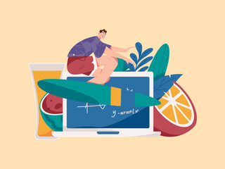 24 Solar Terms, Great Heat Characters Flat Vector Concept Operation Hand Drawn Illustration
