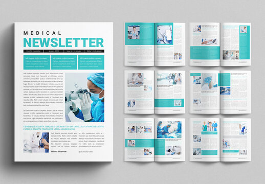 Medical Newsletter Layout Design Template