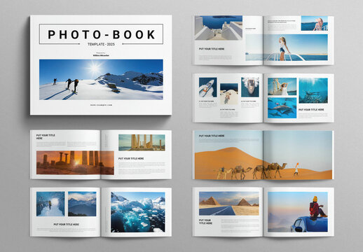 Photo Album Book Template Design Layout Landscape