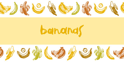 Banana background. Seamless pattern with bananas. Vector illustration.