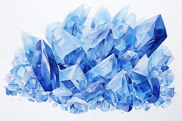 Blue crystals illustration in the white background