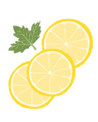 cut of yellow fresh lemon illustration 