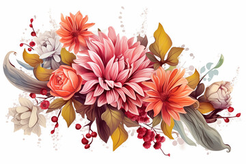 bunch of flowers on the white background