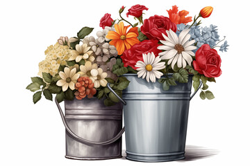 bouquet of colorful flowers with white background digital style