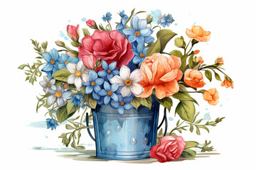 bouquet of flowers in a vase with white background