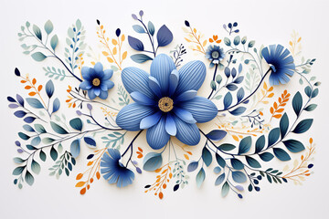 blue abstract floral background with flowers