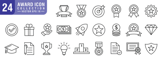 Vector of icon set award, trophy, medal, winner prize, bonus, vector EPS 10.