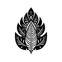 Minimalist abstract tribal leaf in vector.