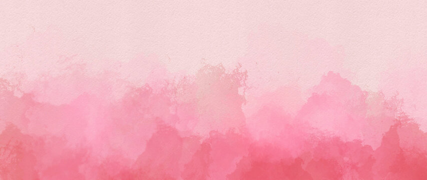 Naklejki watercolor border in pink color tone on white grunge canvas paper use as banner background template. abstract artistic watercolor art for Valentines, love, romance, wedding concpts.