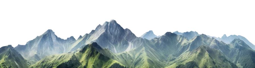 Gordijnen Picturesque landscape with majestic mountain peaks, cut out © Yeti Studio