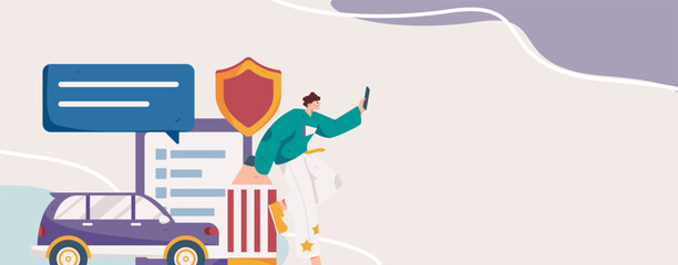 Buy insurance for car flat character vector concept operation illustration
