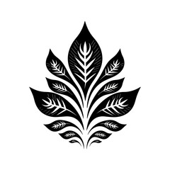 Fototapeta premium Minimalist abstract tribal leaf in black and white.