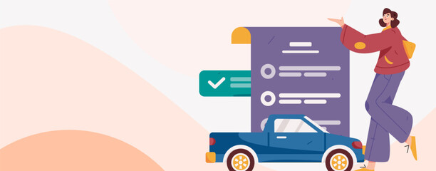 Buy insurance for car flat character vector concept operation illustration
