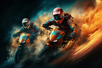 Obraz premium Snowy Vortex Motorcycle Rider Speeding on Sports Bike in Extreme Weather Conditions