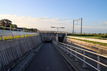 Tunnel under railroad track between Rotterdam and Gouda at Moordrecht