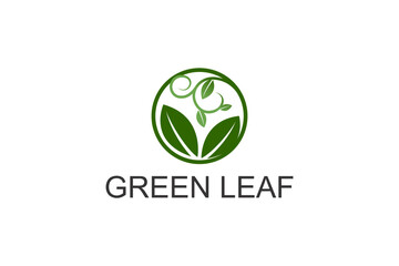 Nature green organic logo design plant environment icon symbol.
