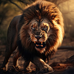 Roaring Majesty: The Angry Lion of the African Savanna