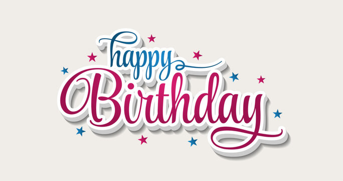 happy birthday lettering text wishing clipart design	