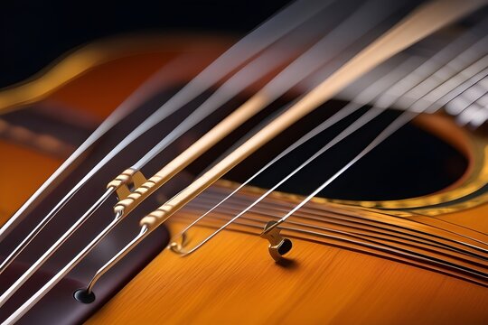 Macro shot that focuses on the strings of a musical instrument, capturing the details of their composition and arrangement, background image, generative AI