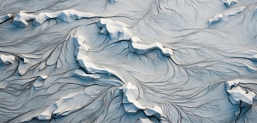 A Top View of Icy Arctic Landscape's Vein-like Patterns