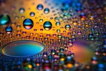 Close-up image that freezes the moment when a bubble bursts on the surface of the soda, background image, generative AI