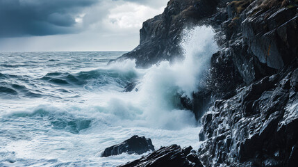 waves crashing on rocks