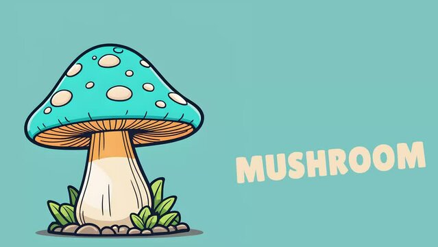 Animated cute illustration of mushroom for kids learning 4K 