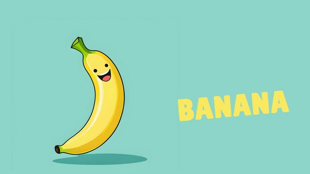 Animated cute illustration of banana for kids learning 4K