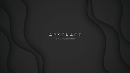 Black Abstract Background. Realistic and Futuristic wallpaper with luxury flowing lines. Dark Black Backdrop 3D Style Vector Illustration