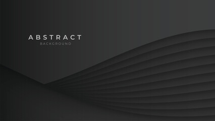 Obraz premium Black Abstract Background. Realistic and Futuristic wallpaper with luxury flowing lines. Dark Black Backdrop 3D Style Vector Illustration