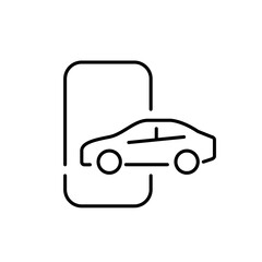 Taxi, rent or car sharing app. Smartphone and side view of car. Pixel perfect, editable stroke icon