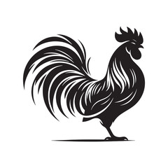 Autumn Harvest with Hen and Cock Silhouette: Falling Leaves, Farm Fields, and Sunset Shadows in Rustic Countryside - Minimallest silhouette of farm
