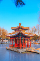 Obraz premium The scenery of Grand View Garden after snow in Beijing in winter