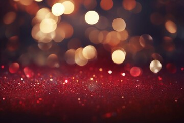 Red glitter vintage lights background. defocused. generative ai.