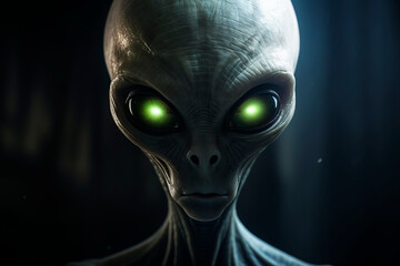 Portrait of an evil alien on a dark background. Generative AI