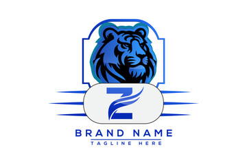 Z Tiger logo Blue Design. Vector logo design for business.
