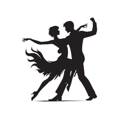 Urban Rhapsody: City Lights Cast Silhouette of Couple Dance, Unveiling the Modern Elegance of Urban Movement - Dancing Couple Silhouette
