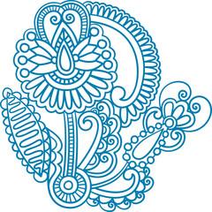 hand drawing indian paisley henna flower design