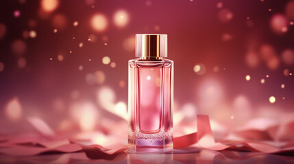 perfume pink bottle luxury close up background