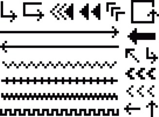 Fotobehang サイバーパンクなドット絵の矢印とラインセット　ブラック © ベルベットR