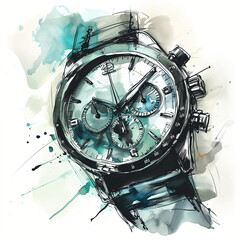 Hand-Drawn Elegance: Chic Style Watch Illustration