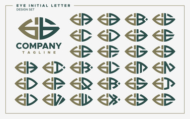 Luxury eye or leaf shape lowercase letter B BB logo design set - obrazy, fototapety, plakaty