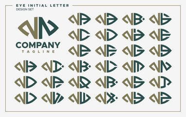 Luxury eye or leaf shape letter N NN logo design set - obrazy, fototapety, plakaty