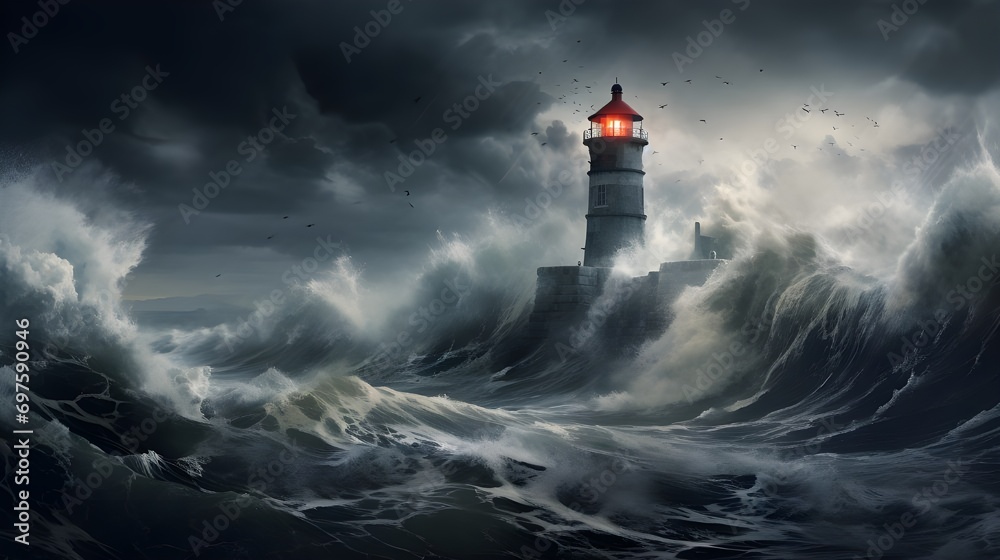 Canvas Prints Lighthouse in the storm