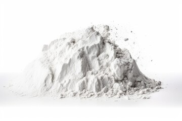 White Gypsum Powder, Clay or Diatomite Isolated, Powdered Chemicals as Calcium, Gypsum or Plaster - obrazy, fototapety, plakaty