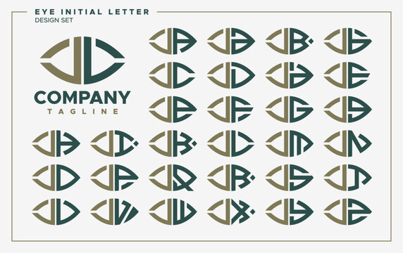 Luxury eye or leaf shape letter J JL logo design set